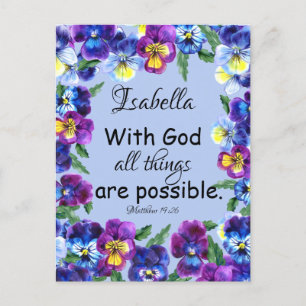 Inspiration Bible Verse Floral Nom Carte postale