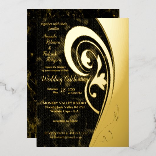 Inspiration Gold Filigree Foil Invitation (Recto/Verso)