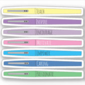 Inspiration Rainbow Teacher Stylo Vinyl Sticker (Devant)