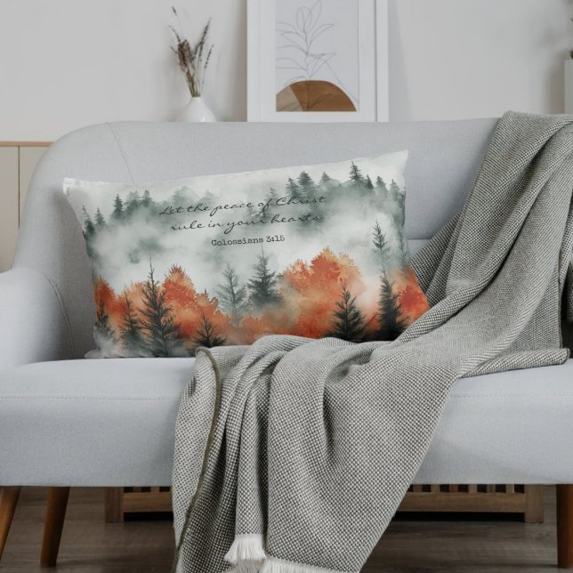 Inspirational Bible Verse Colossians 3:15 Nature  Kussen (Creator heeft geüpload)