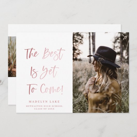 Inspirational Blush Photo Graduation Faire-part (Devant / Derrière)