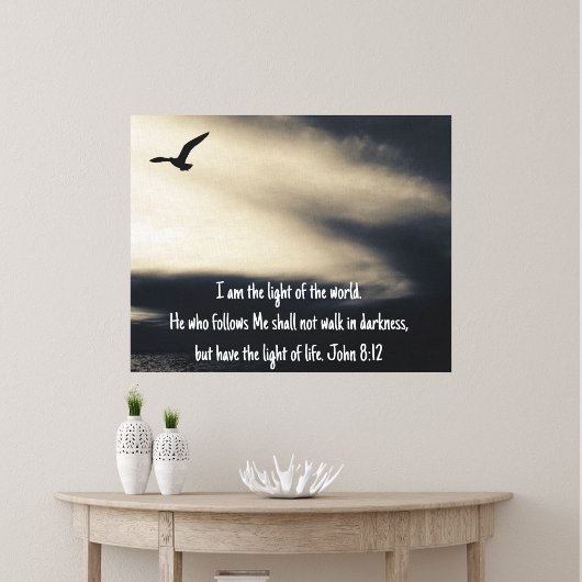 Inspirational Christian Art John 8 vs 12 Canvas Afdruk