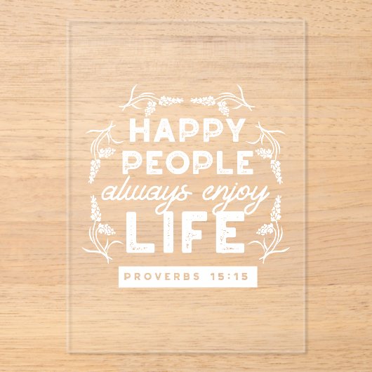 Inspirational Christian Quote from Proverbs 15:15 Acryl Uitnodigingen (Voorkant)