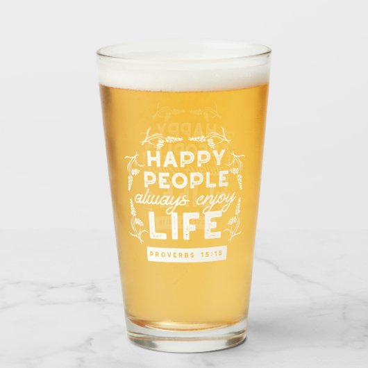 Inspirational Christian Quote from Proverbs 15:15 Glas (Voorkant gevuld)