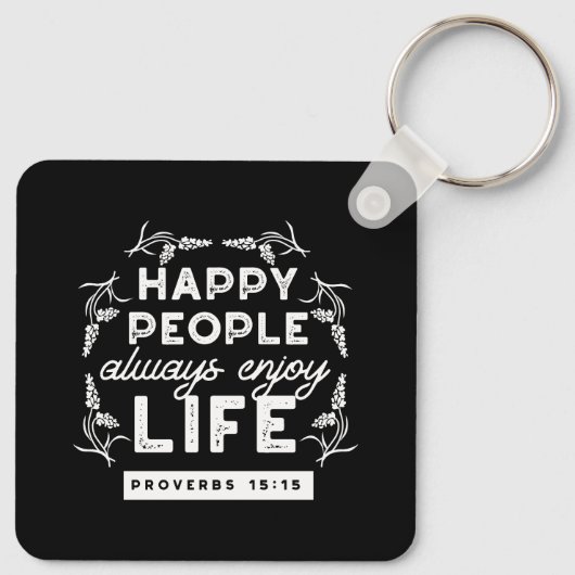 Inspirational Christian Quote from Proverbs 15:15 Sleutelhanger (Achterkant)