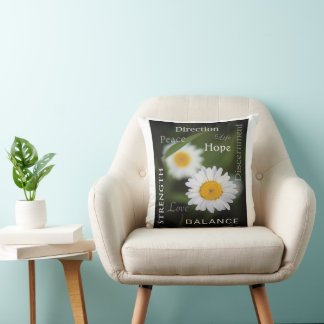 Inspirational Daisy Message Throw Pillow Kussen