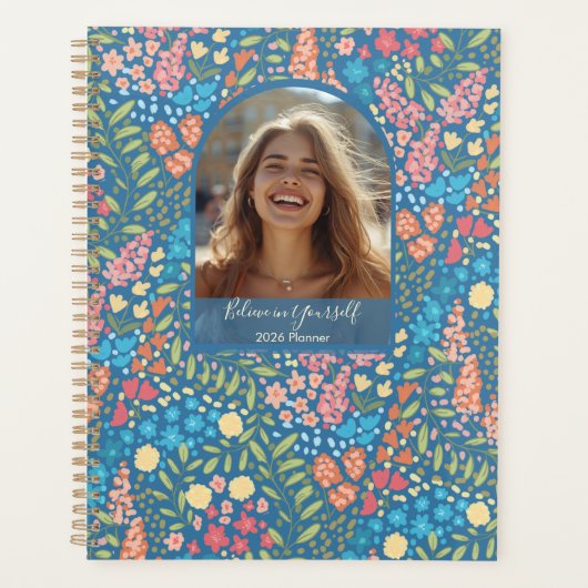Inspirational Floral Photo Weekly Monthly Planner (Devant)