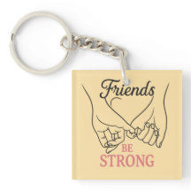 Inspirational Friendship Square Keychain