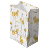 Inspirational Gold Unicorns Stars Medium Cadeauzakje (Voorkant Gekanteld)