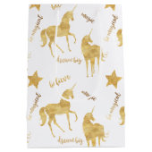 Inspirational Gold Unicorns Stars Medium Cadeauzakje (Achterkant)