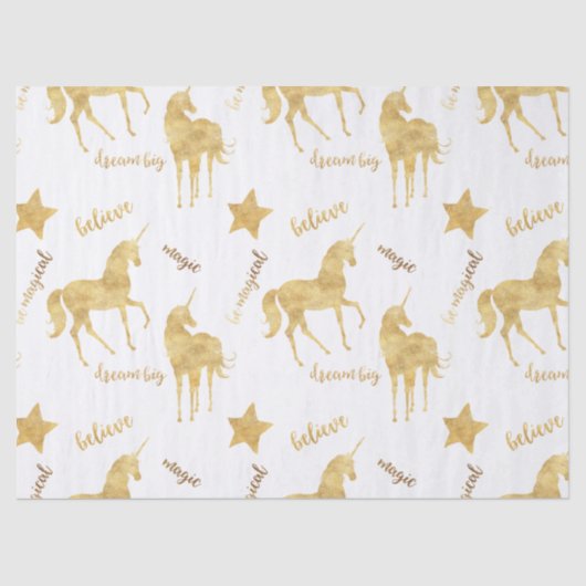 Inspirational Gold Unicorns Stars Tissuepapier (Voorkant)