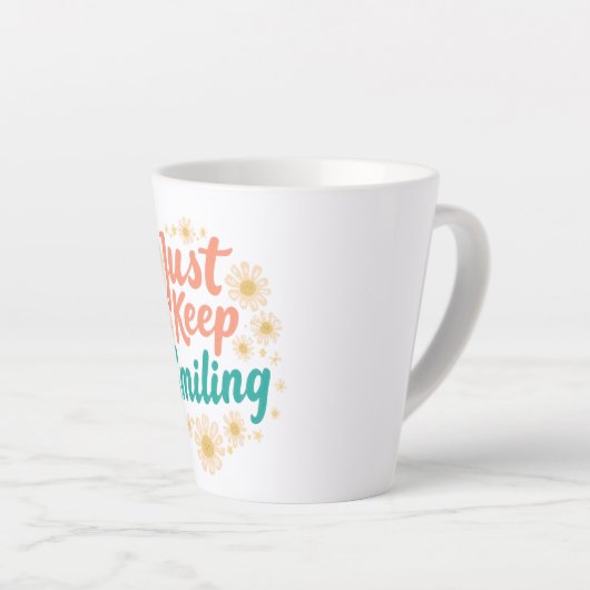 Inspirational "Just Keep Smiling" Floral Latte Mok (Rechterhoek)