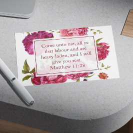 Inspirational Matthew 11:28 Pink Floral Briefkaart