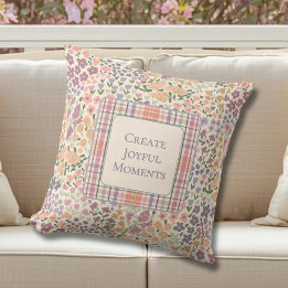 Inspirational Patchwork Floral & Plaid Pillow Kussen