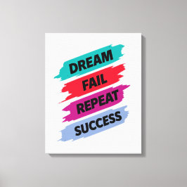Inspirational Quote Art–Dream Fail Repeat Success Canvas Afdruk