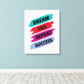 Inspirational Quote Art–Dream Fail Repeat Success Canvas Afdruk (Insitu (Houten vloer))