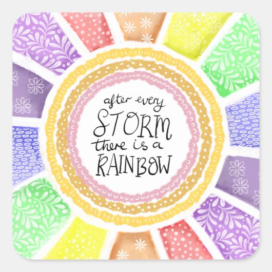 Inspirational Quote Print – “After Every Storm Vierkante Sticker (Voorkant)