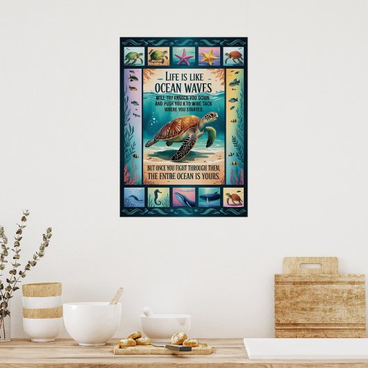 Inspirational Sea Turtle Ocean Poster “Life Is Lik (Cuisine)