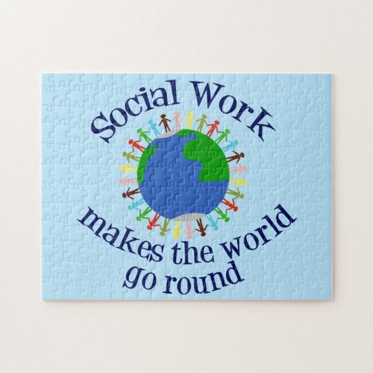 Inspirational Social Work World Quote Blue Legpuzzel (Horizontaal)
