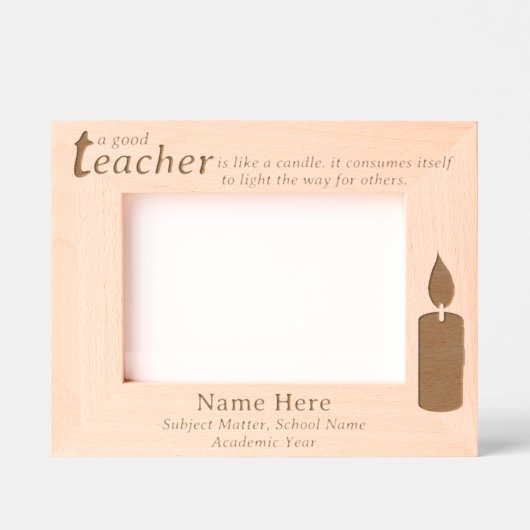 Inspirational Teacher Candle and Custom Name, Text Gegraveerde Lijstjes (Voorkant)