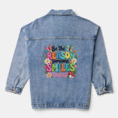 Inspirational Women’s Denim Jacket – Empowering Qu (Verso)