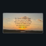 Inspirationnelle Bible Verse Jérémie 29:11 Lever d<br><div class="desc">Car je connais les plans que j'ai pour vous, déclare le Seigneur. Des plans pour vous prospérer et non pour vous nuire, des plans pour vous donner de l'espoir et un avenir. Jérémie 29:11 verset de la bible sur une belle photo du lever du soleil de l'océan. Ce tapis de...</div>