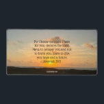 Inspirationnelle Bible Verse Jérémie 29:11 Lever d<br><div class="desc">Car je connais les plans que j'ai pour vous, déclare le Seigneur. Des plans pour vous prospérer et non pour vous nuire, des plans pour vous donner de l'espoir et un avenir. Jérémie 29:11 verset de la bible sur une belle photo du lever du soleil de l'océan. Ce tapis de...</div>