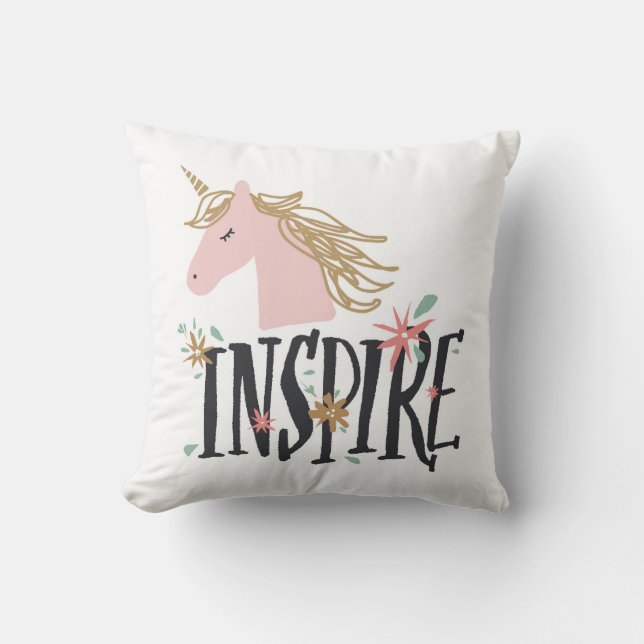 Inspire | Gold Mane Unicorn Kussen (Voorkant)