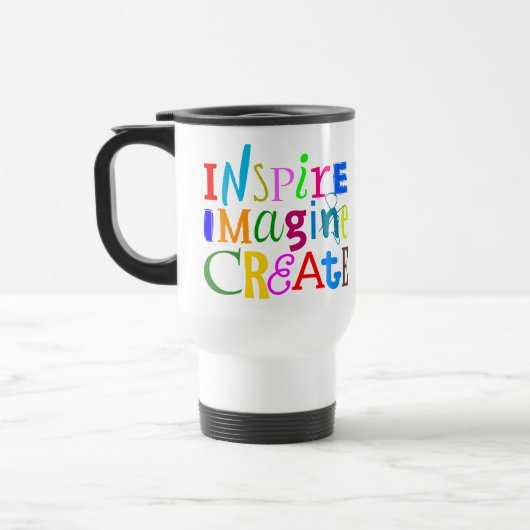 Inspire, Imagine, Create - Motivational Travel Mug (Gauche)