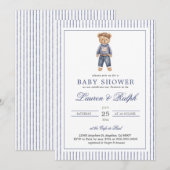Inspired Blue Teddy Bear Baby Shower Kaart (Voorkant / Achterkant)
