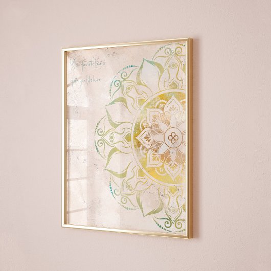 Inspirer mandala néatral et or art mural indien