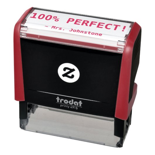 Inspirerend "100% PERFECT!" + Aangepaste naam van Zelfinktende Stempel (Product)