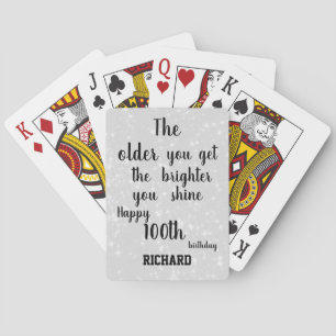 Inspirerend 100e verjaardag gepersonaliseerd pokerkaarten