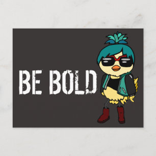 Inspirerend "Be Bold" vogel voor zwarte en blauwe Briefkaart