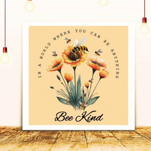 Inspirerend Be Kind Quote Floral Bee Poster