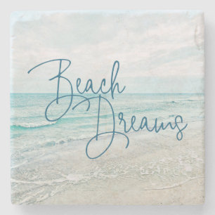 Inspirerend Beach Dreams Quote Retro Ocean Waves Stenen Onderzetter