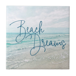 Inspirerend Beach Dreams Quote Retro Ocean Waves Tegeltje