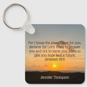 Inspirerend Bijbel Verse Jeremiah 29:11 Sunrise Sleutelhanger