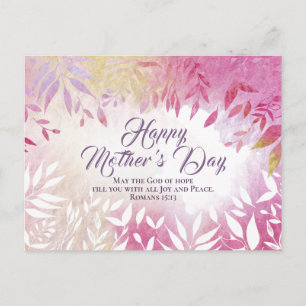 Inspirerend Bijbel Verse Pink Floral Moederdag Briefkaart