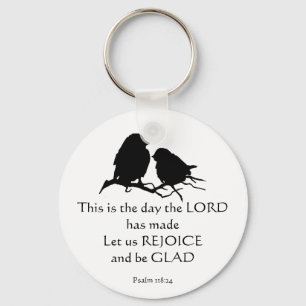 Inspirerend Bijbel Verse Psalm 118:24 Vogels Sleutelhanger