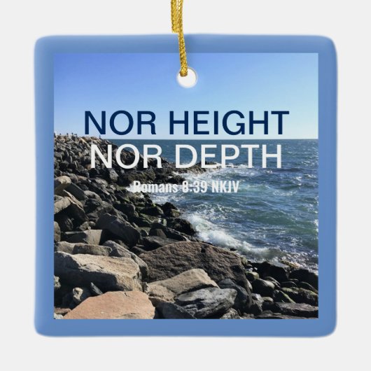 Inspirerend Bijbelgolven van het Zee Blauw Keramisch Ornament (Voorkant)