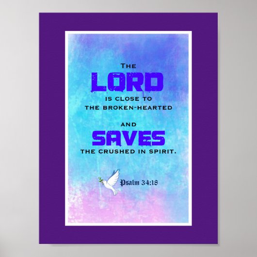 Inspirerend Bijbelprijsopgave Psalm 34:18 Poster (Voorkant)