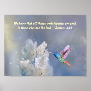 Inspirerend BijbelRomeinen 8:28 Quote Hummingbird Poster