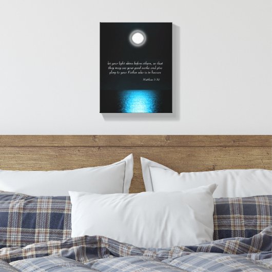 Inspirerend bijbelscripts laten uw licht schijnen canvas afdruk (Insitu (Slaapkamer))