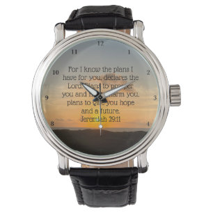 Inspirerend Bijbeltekst Jeremia 29:11 Zonsondergan Horloge