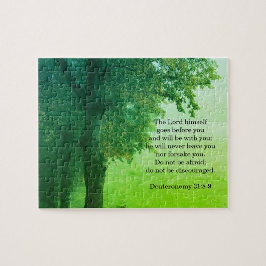 Inspirerend bijbelvers uit Deuteronomium 31:8-9 Legpuzzel (Horizontaal)