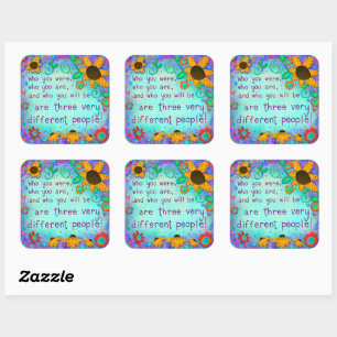 Inspirerend Blauwgroen Floral Teacher Classroom Vierkante Sticker