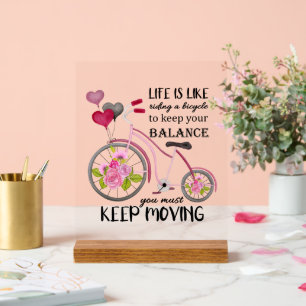Inspirerend Blijf bewegen woord art Bike Acryl Bord