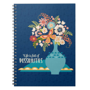 Inspirerend Bloemen Blauw Boho Notitieboek