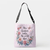 Inspirerend Bloemen Quote met Vlinders Crossbody Tas (Achterkant)